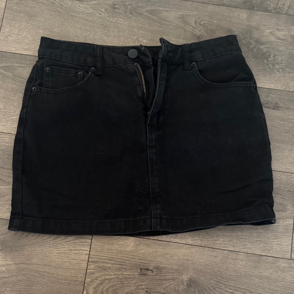 Black Jean Mini Skirt